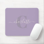 Lilac Purple | Personalised Script Monogram Name  Mouse Pad<br><div class="desc">Lilac Purple | Personalised Script Monogram Name Mouse pad</div>