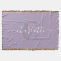 Lilac Purple | Personalised Script Monogram Name 