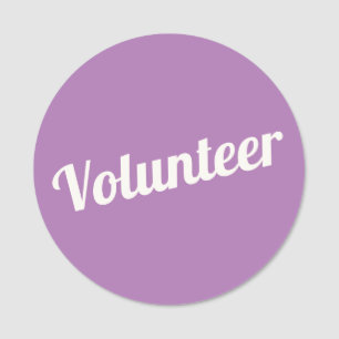 Lilac Purple Pin-back Volunteer Buttons Name Tag