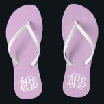 Lilac Purple Preppy Script Monogram Jandals<br><div class="desc">PLEASE CONTACT ME BEFORE ORDERING WITH YOUR MONOGRAM INITIALS IN THIS ORDER: FIRST, LAST, MIDDLE. I will customise your monogram and email you the link to order. Please wait to purchase until after I have sent you the link with your customised design. Cute preppy flip flip sandals personalised with a...</div>