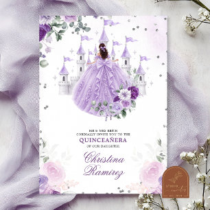 Lilac Purple Princess Fairytale Castle Quinceanera Invitation