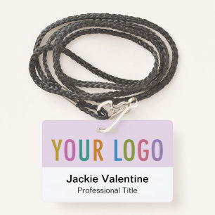 Lilac Purple PVC Name Badge Lanyard Clip or Reel ID Badge