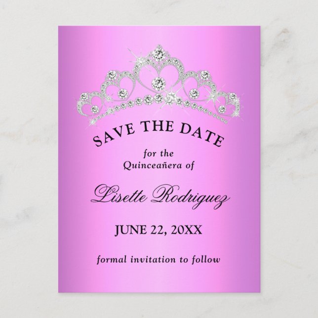 Lilac Purple Quinceanera Save The Date Postcard (Front)
