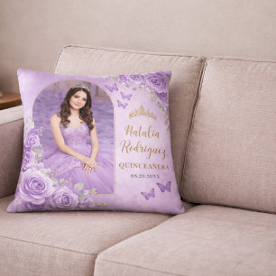 Lilac Purple Quinceañera Throw Pillow