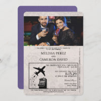 Lilac Purple Reno Passport Wedding Invitation