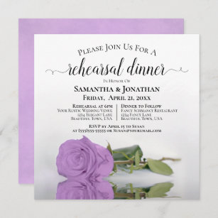 Lilac Purple Rose Chic Wedding Rehearsal & Dinner Invitation