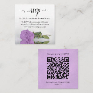 Lilac Purple Rose Elegant Wedding RSVP QR Code Enclosure Card