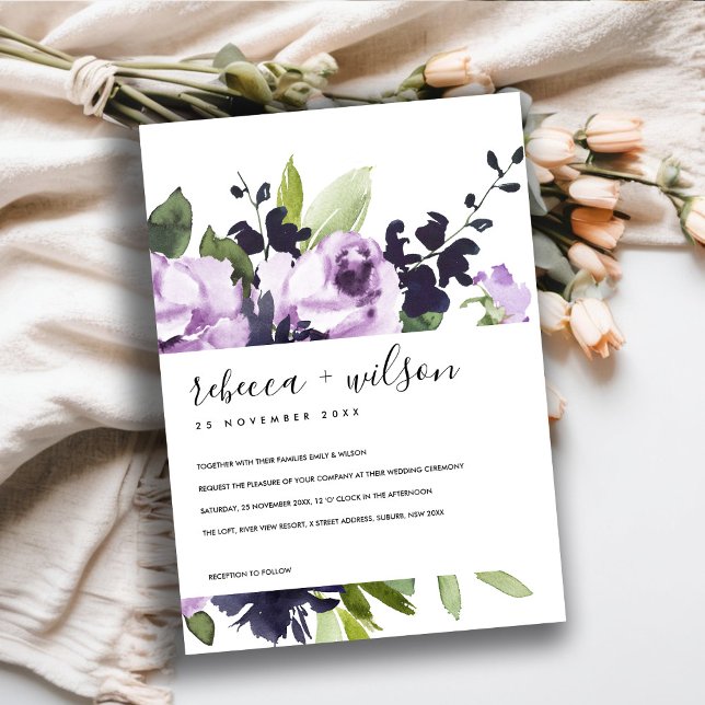 LILAC PURPLE ROSE FLORAL WATERCOLOR BUNCH WEDDING (Creator Uploaded)