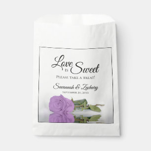 Lilac Purple Rose Love is Sweet Take Treat Wedding Favour Bags