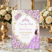 Lilac Purple Roses Golden Butterfly Quinceañera