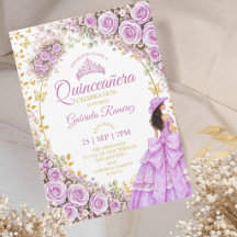 Lilac Purple Roses Golden Western Quinceañera