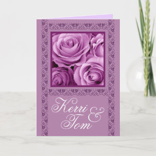 LILAC PURPLE Roses & Lace Wedding Invitation
