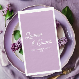 Lilac Purple Script Minimalist Wedding Napkin