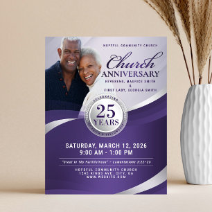 Lilac Purple & Silver Church Anniversary Flyer