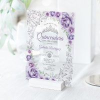 Lilac Purple Silver Floral Quinceanera