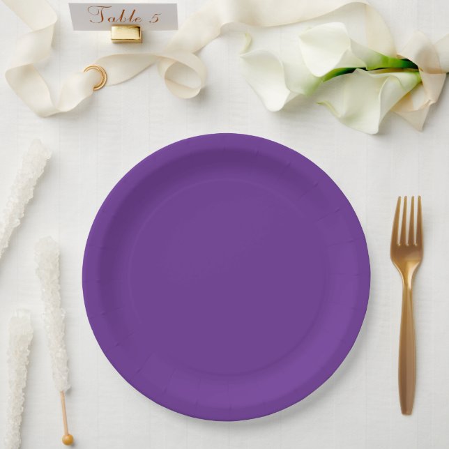 Lilac purple solid colour paper plate (Wedding)