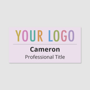 Lilac Purple Staff Name Tag Business Logo Magnetic