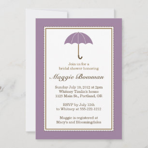 Lilac Purple Umbrella Bridal Shower Invitation