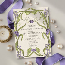 Lilac Purple Vintage Art Nouveau Floral Wedding