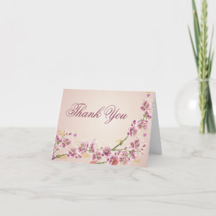 Lilac purple watercolor flowers wedding thank you