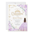 Lilac Purple Watercolor Roses Gold Quinceanera