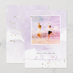Lilac Purple Watercolor Will You Be Bridesmaid Invitation