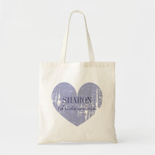 Lilac purple weathered heart bridesmaid tote bags