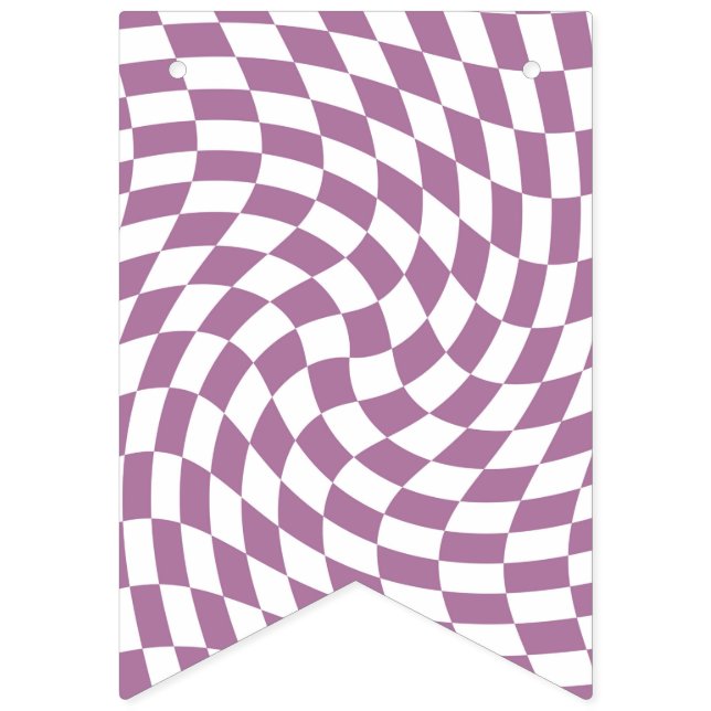 Lilac Purple Wedding Collection Check Chequered    Bunting (First Flag)