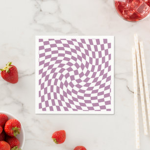 Lilac Purple Wedding Collection Check Chequered  Napkin