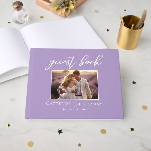 Lilac Purple Wedding Couple Photo Guest Book