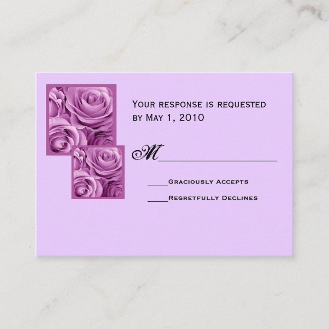 LILAC PURPLE Wedding RSVP Response Card (Front)
