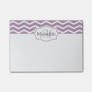 Lilac Purple White Chevron Name Monogrammed Post-it Notes