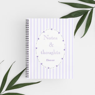 Lilac Purple White Coquette Aesthetic  Monogram Notebook