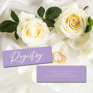 Lilac Purple White Wedding Registry Website Mini Business Card