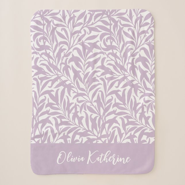 Lilac Purple Willow Bough Monogrammed Sherpa Blanket (Front)