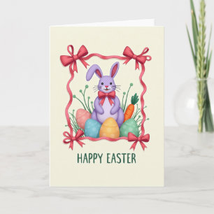 Lilac Rabbit Bow Pattern Card