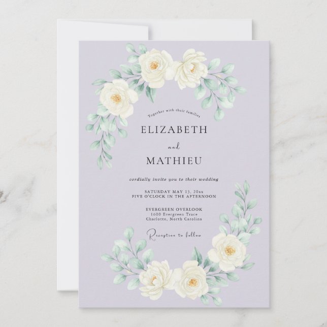 Lilac Radiant Rose Wedding Invitation (Front)