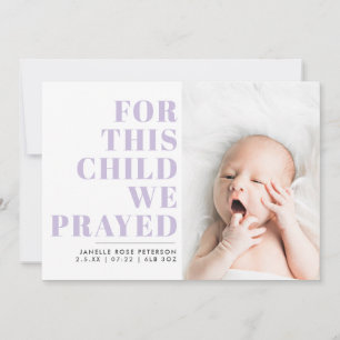 Lilac Religious Photo Birth Announcement