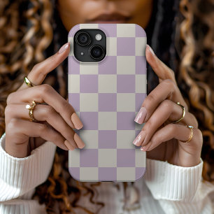Lilac Retro Check iPhone 15 Case