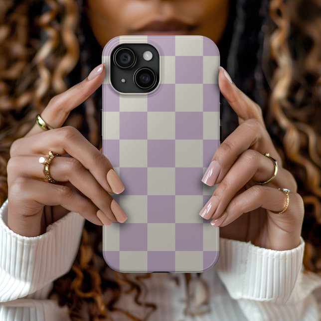 Lilac Retro Check Case-Mate iPhone Case (Creator Uploaded)