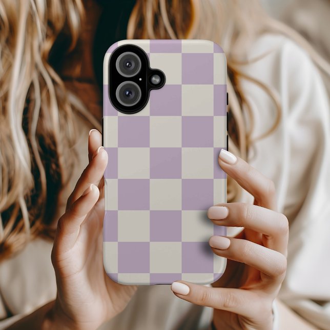 Lilac Retro Check Case-Mate iPhone Case (Creator Uploaded)