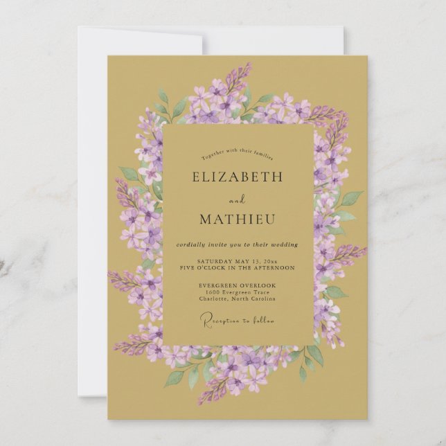 Lilac Romantic Floral Wedding Invitation (Front)