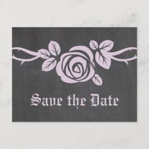 Lilac Rose Chalkboard Save the Date Postcard