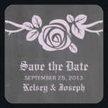 Lilac Rose Chalkboard Save the Date Stickers<br><div class="desc">Sweet and pretty Rose Chalkboard Save the Date Stickers in lilac purple featuring a single lovely rose on a vine on a chalkboard look background. This elegant design is perfect for announcing your spring or summer wedding. Easy to customise, simply add your wedding details in the text fields provided. Click...</div>