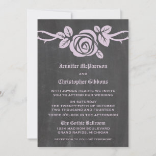 Lilac Rose Chalkboard Wedding Invite