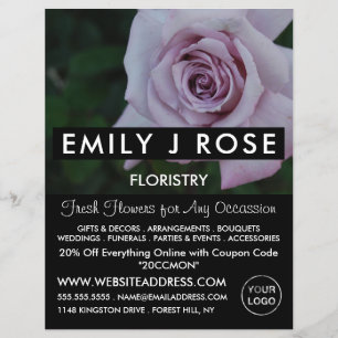 Lilac Rose, Florist, Floristry Advertising Flyer