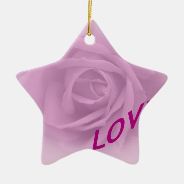 Lilac Rose for Love Ceramic Tree Decoration (Front)