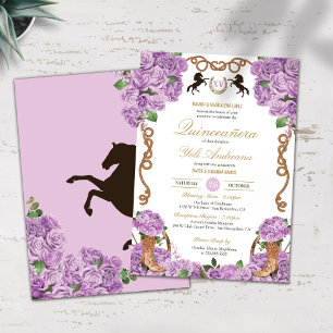 Lilac Rose Light Purple Ranchera Quinceanera Invitation