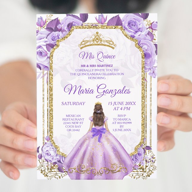 Lilac Rose Mexican Girl Charra Mis Quince 2 Invitation (Creator Uploaded)