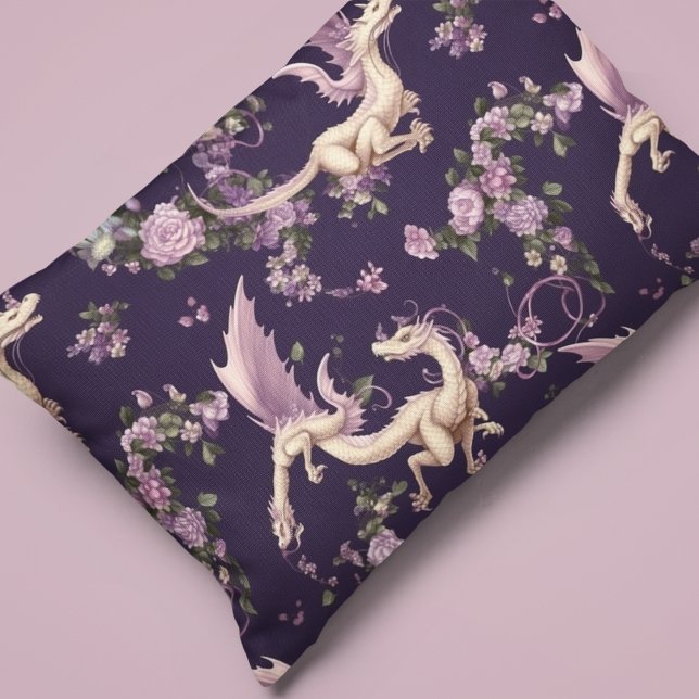 Lilac, Roses, and White Dragons Pillowcase (Creator Uploaded)